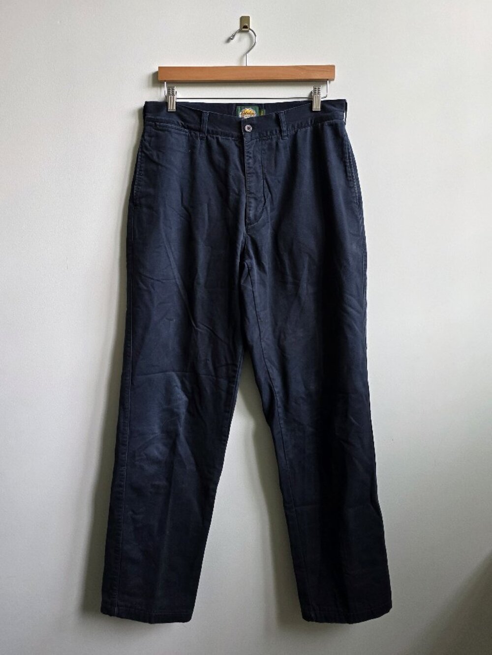 Cabela's Men's Size 34 Reg Navy Blue Flannel-Lined Chino Flat-Front Pants